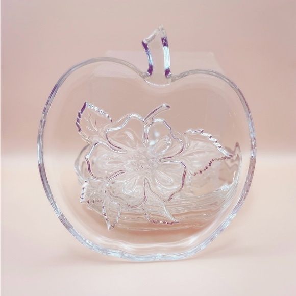 (4) Vintage 50s Hazel Atlas Orchard Apple Blossom Clear Glass Bread 6.25” Plates - Picture 4 of 9